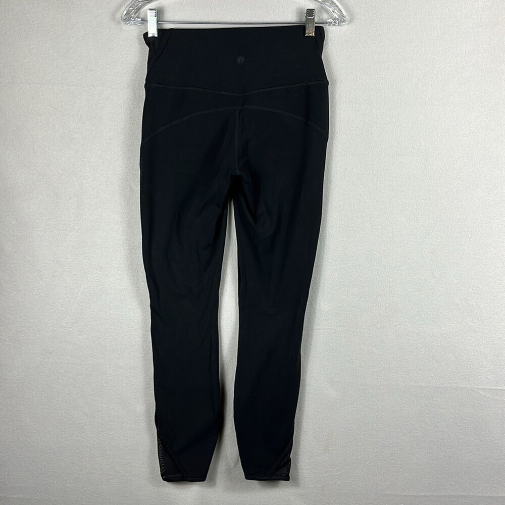 Athleta High Rise Leggings w/Mesh Cut Outs  Womens Size Small Black Ankle Length - Picture 2 of 12